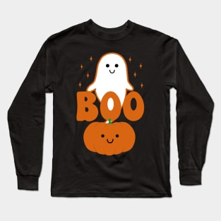 Halloween Kawaii Ghost and Pumpkin 2 Long Sleeve T-Shirt